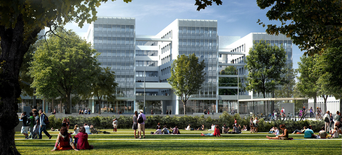 Vue du bâtiment de recherche de l'îlot 3 du Campus Condorcet.