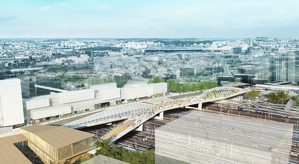 Perspective du franchissement urbain Pleyel. © Marc Mimram